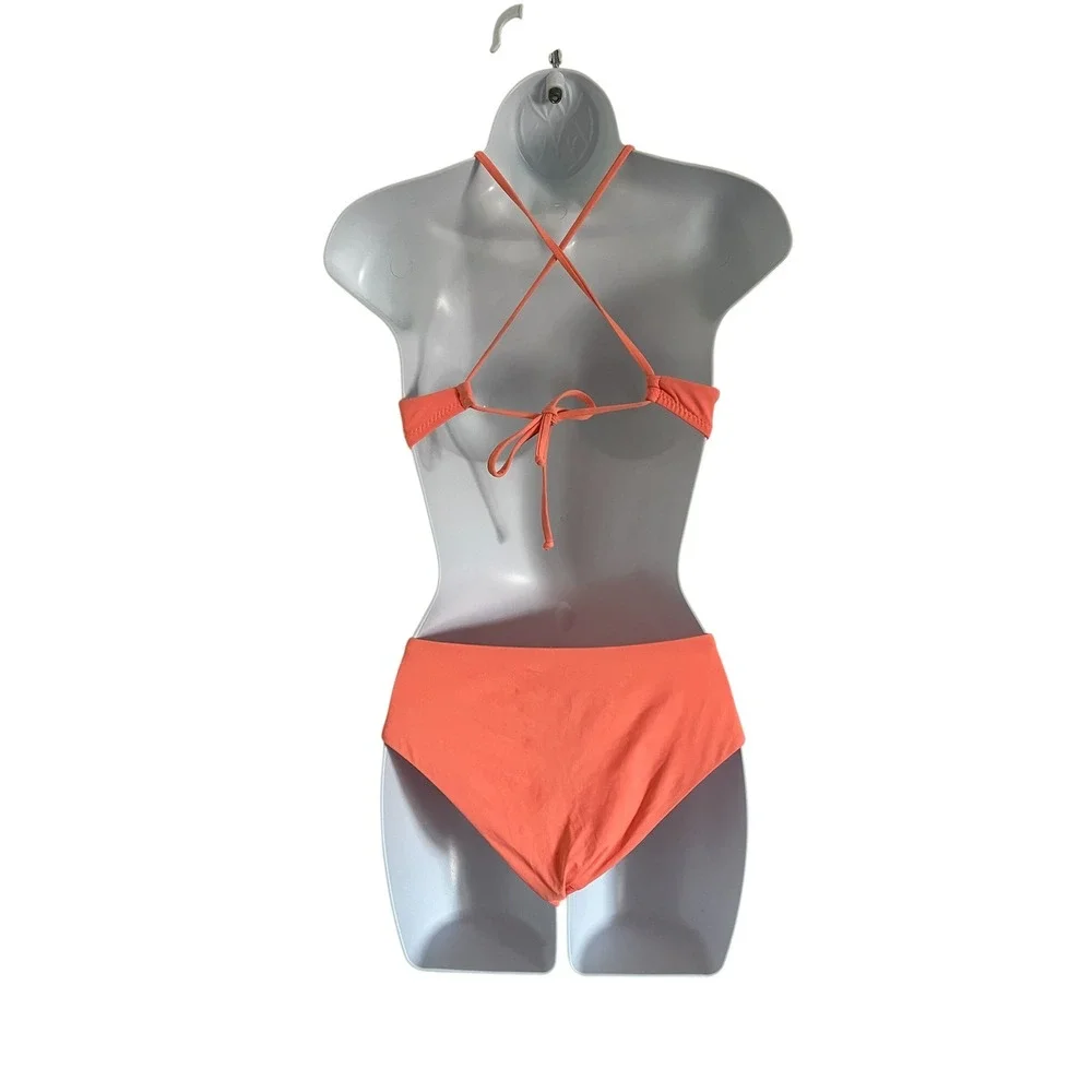 BECCA Coral High Neck Keyhole‎ Cutout Bikini Set